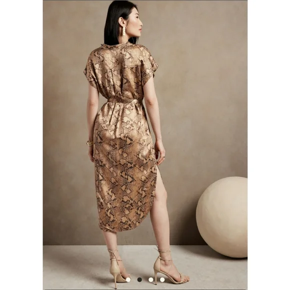 Banana Republic Serenade Silk Shirt Dress Snakeskin Print Banana Republic Serenade Silk Shirt Dress Snakeskin Print